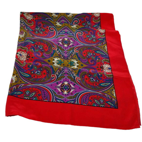 Christian Dior Vintage Paisley Pattern Scarf Multicolor Luxury 100% Silk - Picture 2 of 16